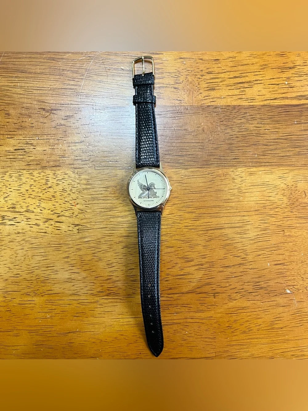 Vintage Wittnauer Pegasus watch gold-tone case leather band unisex